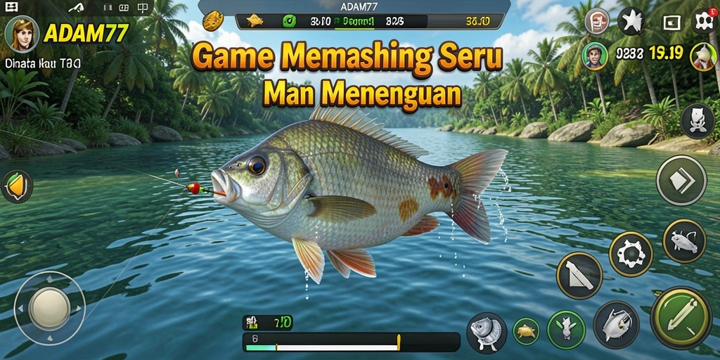 Gameplay ADAM77 dengan aksi memancing yang menarik.