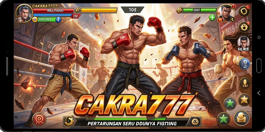 Tampilan gameplay seru CAKRA777 di arena pertarungan.