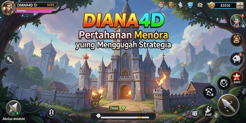 Tangkapan layar gameplay <strong>DIANA4D</strong> menampilkan pertempuran menara yang intens dan strategis.