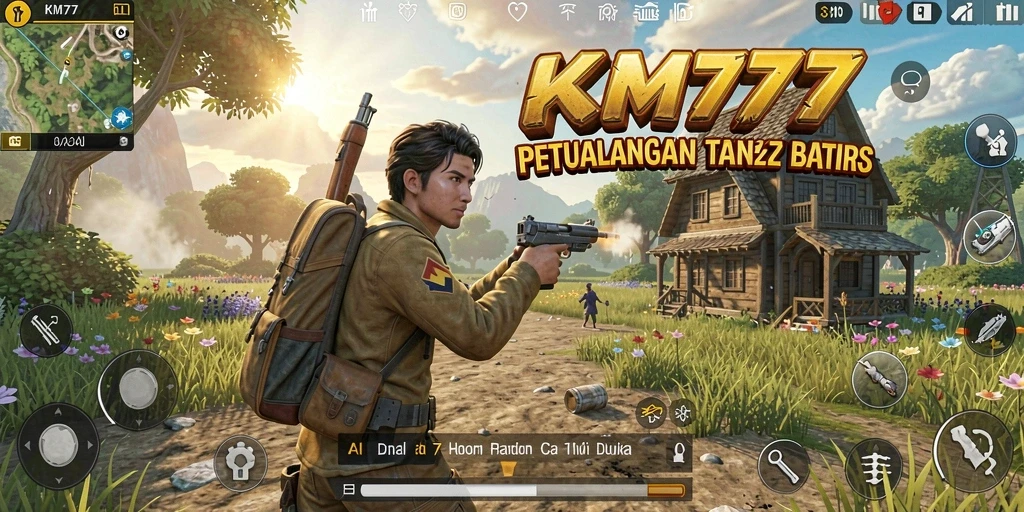 Tangkapan layar game KM777 menampilkan petualangan di dunia terbuka yang luas.