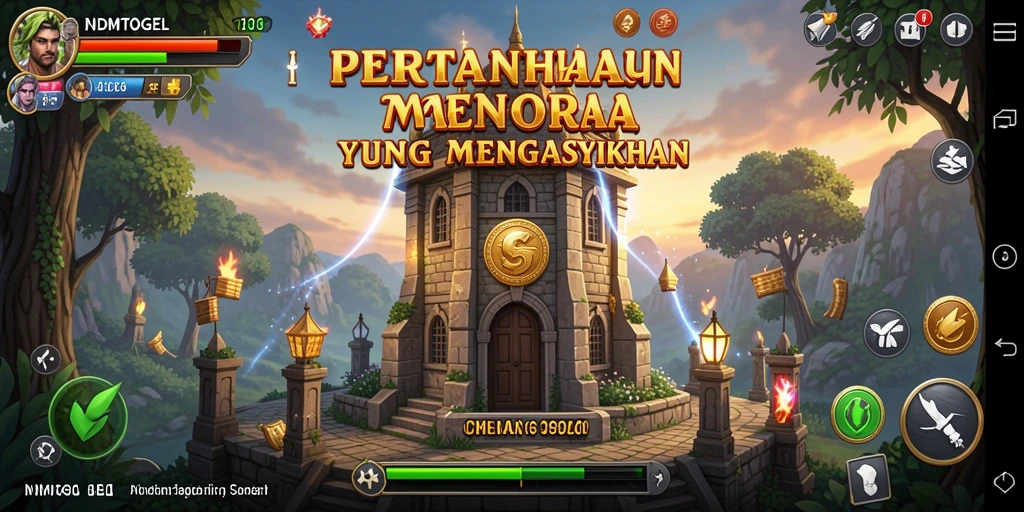 Screenshot gameplay NDMTOGEL menampilkan aksi menara pertahanan yang mendebarkan.