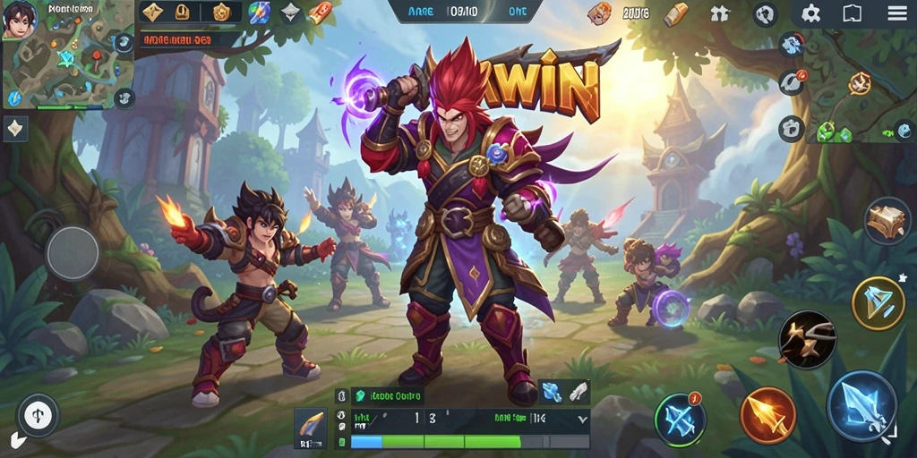 Tangkapan layar gameplay OKWIN menampilkan aksi seru di dunia MMORPG.