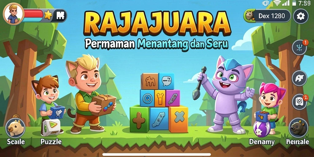 Screenshot gameplay RAJAJUARA menunjukkan tantangan puzzle yang menarik.