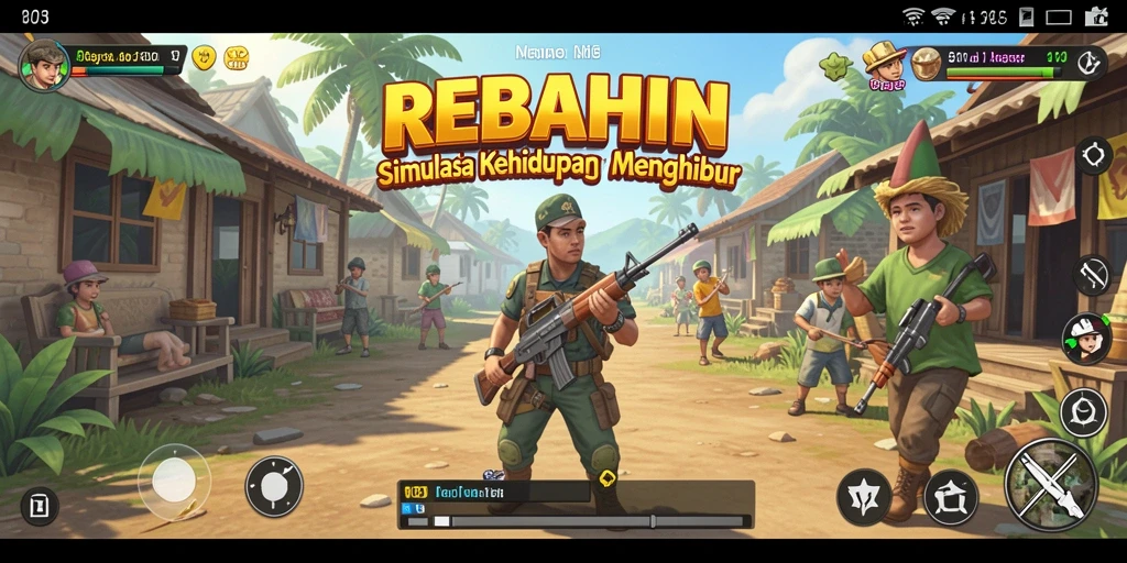 Tangkapan layar utama REBAHIN menampilkan pengalaman simulasi yang seru.