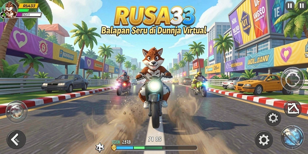 Tangkapan layar gameplay RUSA33 menampilkan balapan cepat dan mendebarkan.