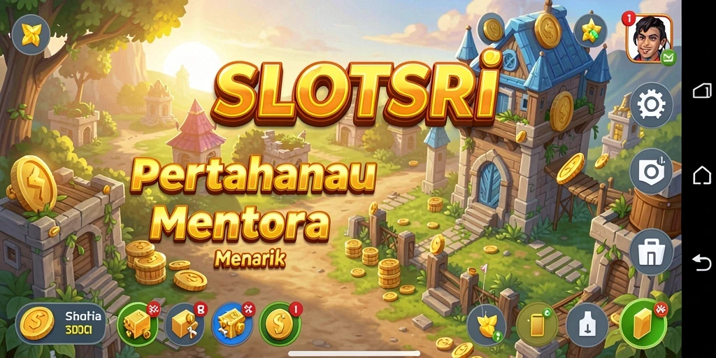 Tangkapan layar utama SLOTSRI menunjukkan gameplay seru Tower Defense.