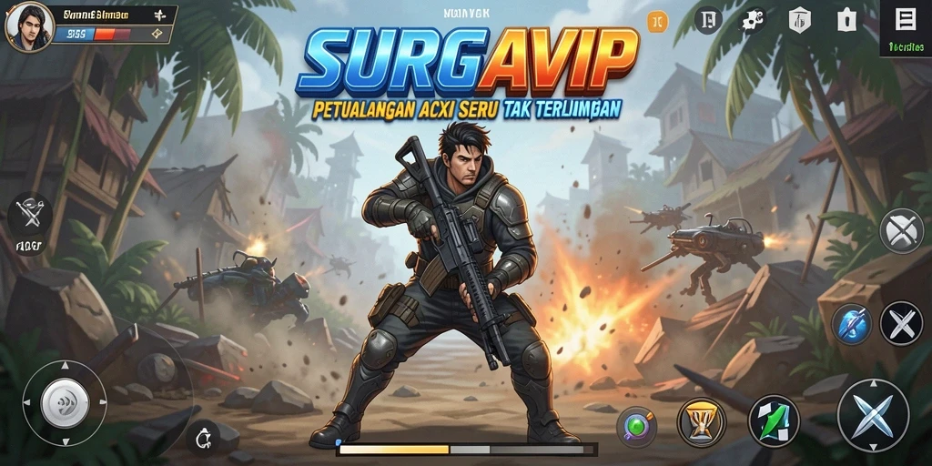 Tangkapan layar gameplay SURGAVIP menampilkan pertarungan aksi yang mendebarkan dan grafis yang memukau.